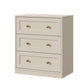 May in Color 3 Drawer Nightstand Set of 2, Modern Wood End Table with Gold Knobs, Beige