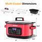 Heynemo 6.5QT Digital Multi Cooker, 12-in-1 Slow Cooker & Roaster with Timer, Temp Control, Delay Start, Nonstick Pot, Red