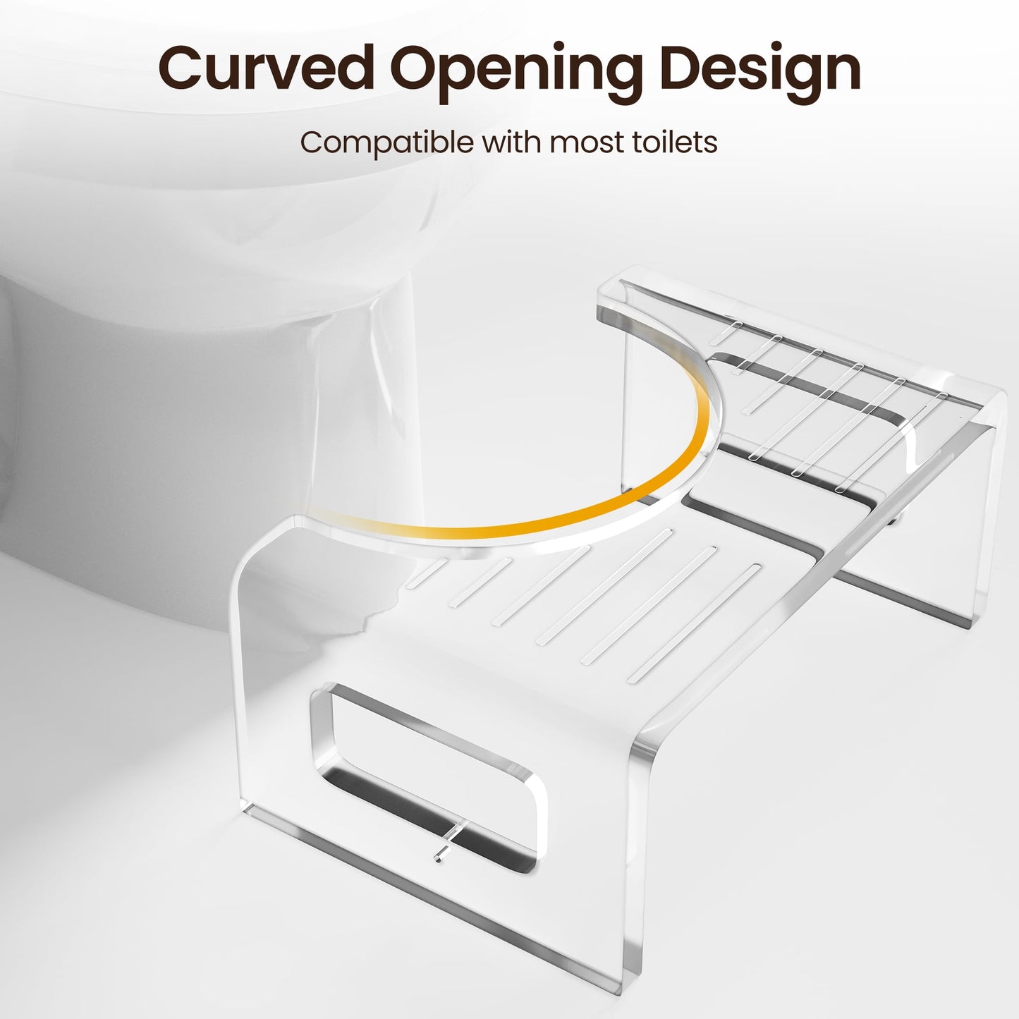 7'' Tall Acrylic Toilet Stool, Modern Non-Slip Potty Stool for All Ages, Men & Women, Squatting Toilet Stool for Bathroom, Toilet Step Stool Foot Rest Stool