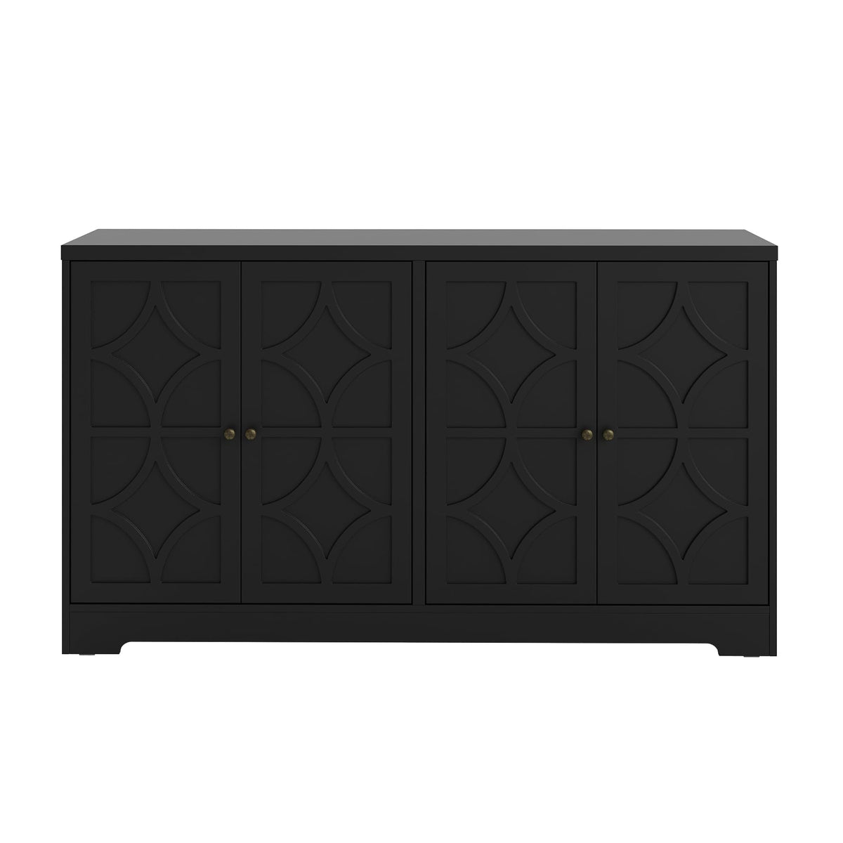 May in Color 56" Modern Buffet Cabinet, Wood Sideboard with 4 Doors and Adjustable Shelves, for Entryway, Living Room, Matte Black