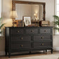 May in Color 7 Drawer Dresser with Solid Wood Legs for Bedroom, Living Room, Hallway, Black