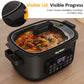 Heynemo 6.5QT Digital Multi Cooker, 12-in-1 Slow Cooker & Roaster with Timer, Temp Control, Delay Start, Nonstick Pot, Black