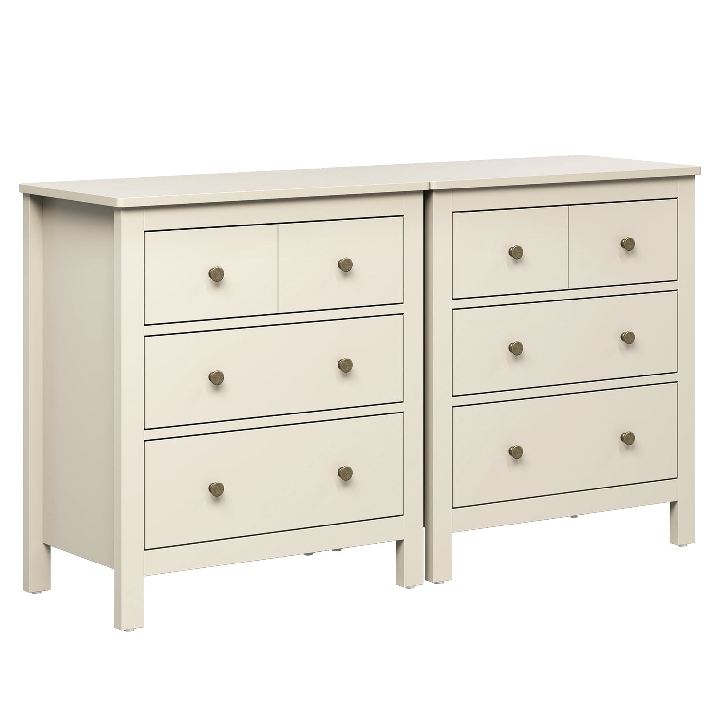 May in Color Beige 3 Drawer Dresser Set of 2, 27" Tall Nightstand Organizer, Wood Chest of Drawers with Storage, for Bedroom, Living Room, Entryway