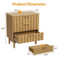 Heynemo Fluted 3 Drawer Dresser Set of 2, Wood Closet Organizer for Bedroom, Living Room, Entryway, Natural Wood Tone