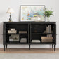 RoyalCraft Console Cabinet, 58'' Mid Century Modern Pantry Cabinet, Wood Buffet Cabinet, Media Cabinet with 4 Doors, Accent Cabinet for Entryway, Living Room, Bedroom, Dining Room