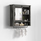 RoyalCraft 28in Bathroom Cabinet Wall Mount with Sliding Mirror Door, Over The Toilet Storage Cabinet, Farmhouse Medicine Cabinet with Shelves and Towel Bar for Living Room, 28" W x 29" H, Dark Grey
