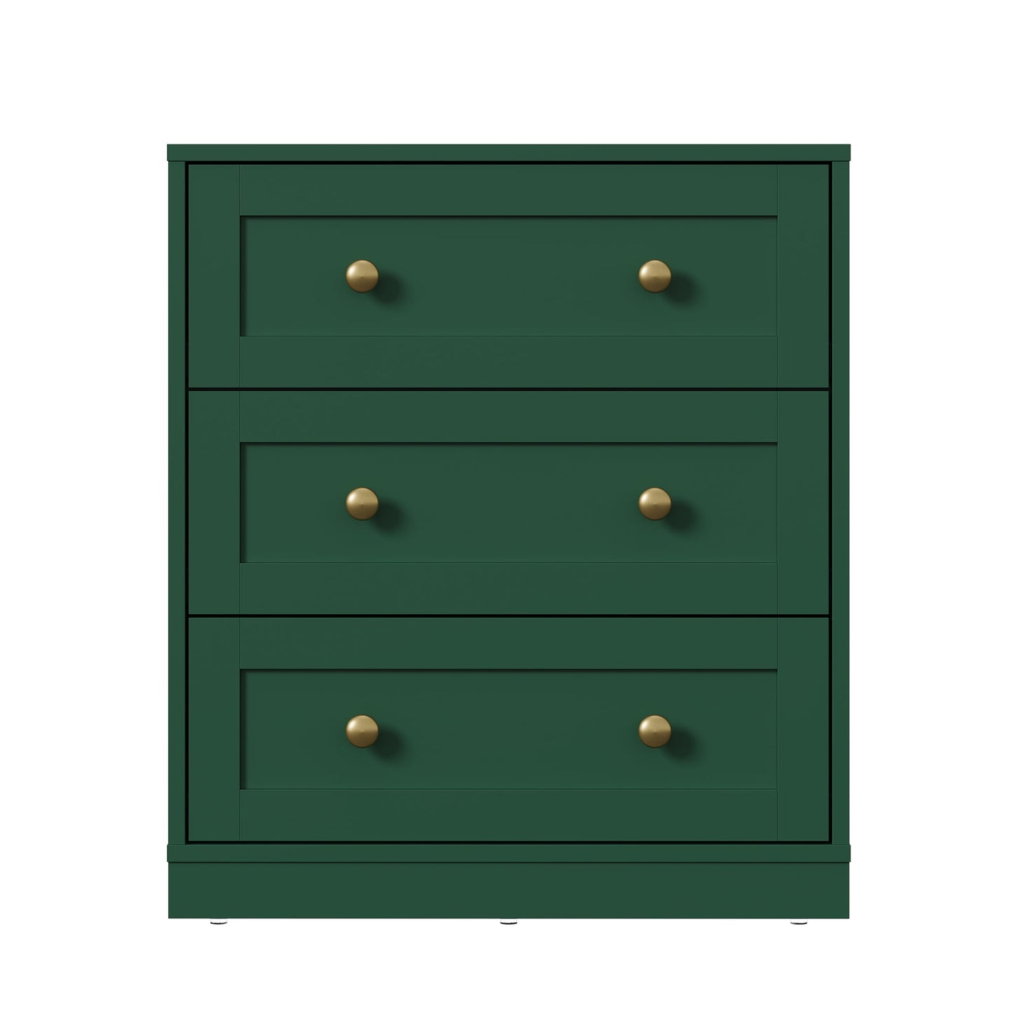 May in Color 3 Drawer Nightstand, Large Bedside Table with Golden Round Knobs, Modern Wood End Table for Bedroom, Living Room, Hallway, Closet, Green