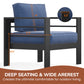 Heynemo Metal Patio Furniture Chairs Set of 2, Aluminum Outdoor Armchairs with Cushions, Blue