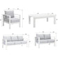 Heynemo Superjoe 6 Pcs Patio Furniture Set Aluminum Conversation Set Outdoor Sofa with Coffee Table and Thick Cushion,Gray