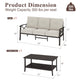 Heynemo Outdoor Patio Furniture Set, 2 Piece Patio Conversation Set, Metal Furniture Set with 3 seat Sofa for Porch Backyard, Black Metal Chair with Gray Cushions