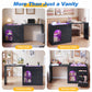 May in Color Black Extendable Vanity with LED Lights, Rotatable L?Shaped Makeup Vanity Desk, 5 Drawers & Arched Glass Cabinet, Multi?Purpose Desk for Working, Studying, Drawing, Sewing, Nail Care