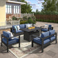 Heynemo Metal Patio Furniture Chairs Set of 2, Aluminum Outdoor Armchairs with Cushions, Blue