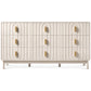Heynemo Fluted Chest of 9 Drawers, Beige Modern 9 Drawer Dresser with Gold Metal Handles, Wide Storage Dresser Cabinet for Bedroom Living Room