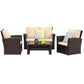 Cozyhom 4 Piece Rattan Outdoor Patio Sofa Furniture Sets, Wicker Conversation Couch Sets Rattan Sofa Chair With Cushion For Backyard Lawn Garden, Brown