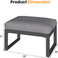 Royalcraft 2 Pieces Aluminum Outdoor Patio Ottoman Set, Outdoor Foot Stools with Thick Cushion, Small Seat Furniture for Porch Balcony Backyard, Grey