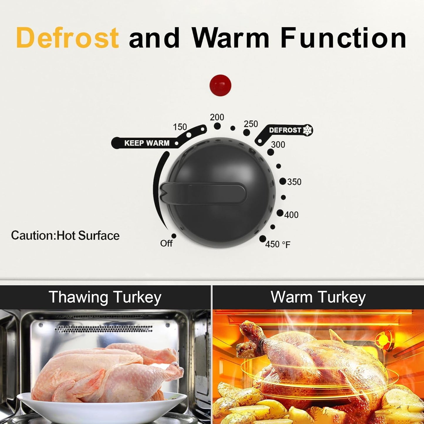 Superjoe 22 Quart Electric Roaster Oven with Self-Basting Lid, Turkey Roaster Oven Buffet with Removable Pan, Cool-Touch Handles, White