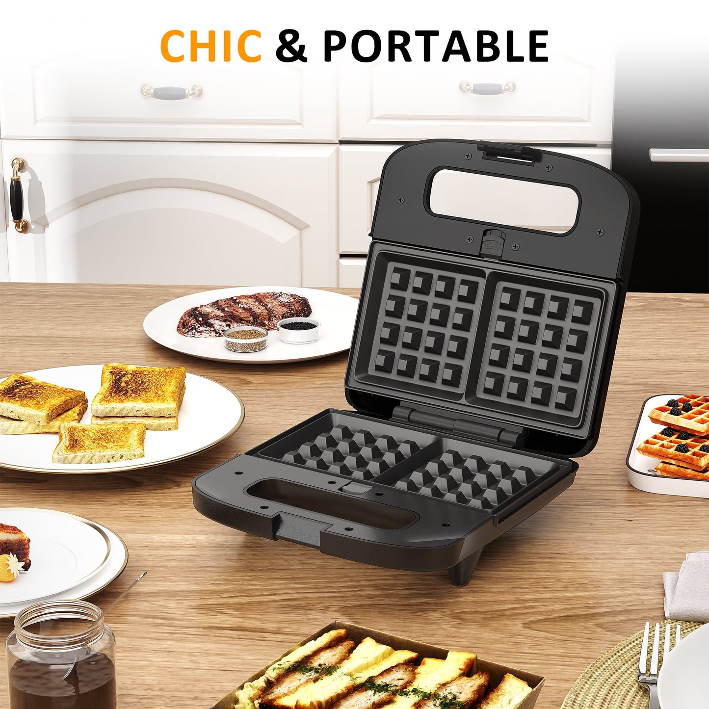 Heynemo 3 in 1 Electric Waffle, Grill & Sandwich Maker