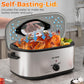Superjoe 22 Quart Electric Roaster Oven with Visible & Self-Basting Lid, Large Turkey Roaster with Defrost Warm Function, Adjustable Temperature, Removable Pan Rack, Stainless Steel