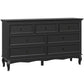 Royalcraft Dresser for Bedroom, 7 Drawers Dresser with Distinctive Wooden Legs & Black Paint Finish, Black Drawer Dresser with Spacious Storage Space for Bedroom, Living Room, Hallway