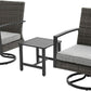 Superjoe Patio Swivel Dining Chairs with 360-Degree Rotating, All Weather Rattan Chairs with Water-Resistant Cushions & Metal Frame, Table, Modern Outdoor Rocking Chair for Porch, Bistro, Balcony, Grey