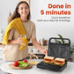 Heynemo 3-in-1 Electric Sandwich Maker & Waffle Grill, 850W Panini Press with Non-Stick Removable Plates & Tempered Glass Top, Cool Touch Handle, Easy to Clean, Black