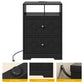 Heynemo Modern Accent Side Table with 2 Drawers, Gold Knobs, and Diamond Carvings, Large Night Stand for Living Room, Bedroom, Entryway, Black