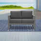 Superjoe Outdoor 2-Seat Patio Aluminum Loveseat Sofa Couch Furniture with Light Grey Cushions, Grey