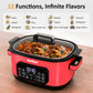 Heynemo 6.5QT Digital Multi Cooker, 12-in-1 Slow Cooker & Roaster with Timer, Temp Control, Delay Start, Nonstick Pot, Red