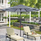 Superjoe 9 ft Striped Patio Umbrella Market Umbrella with Push Button Tilt and Crank, Blue & Brown Stripe