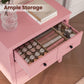 May in Color Pink 3 Drawer Nightstand for Bedroom, Large Wood End Table with Storage, Home Office