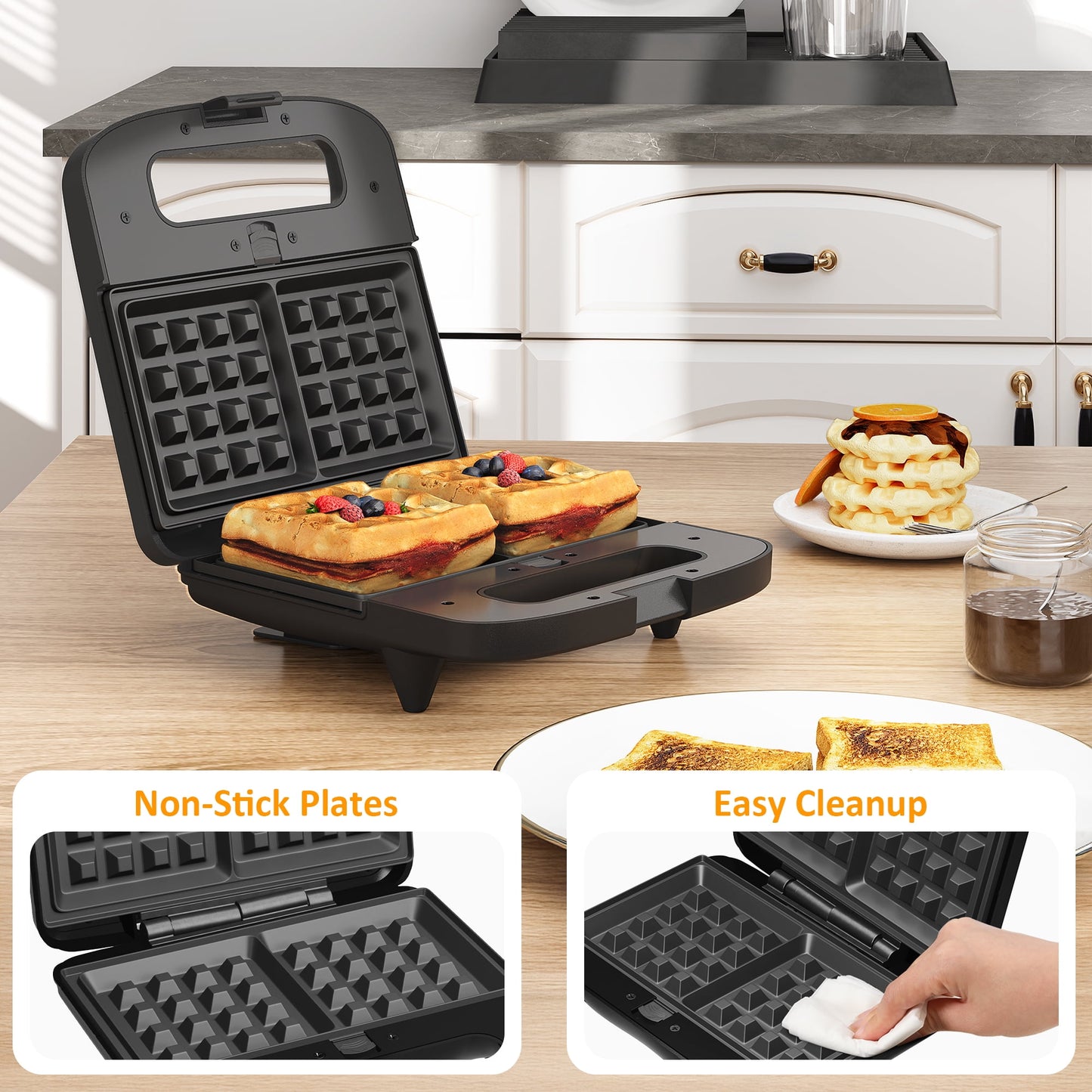 Heynemo 3 in 1 Electric Waffle, Grill & Sandwich Maker