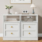 Heynemo white Nightstand with Storage Shelf & Door, Faux Drawer Design End Table, Compact Side Table for Bedrooms, Dorm Rooms & Small Spaces, Set of 2