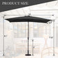 Mayincolor 6.5 x 10 Ft Rectangular Patio Umbrella Aluminum Pole, Outdoor Table Market Umbrella with Crank, 6 Steel Ribs, Polyester Canopy, Black