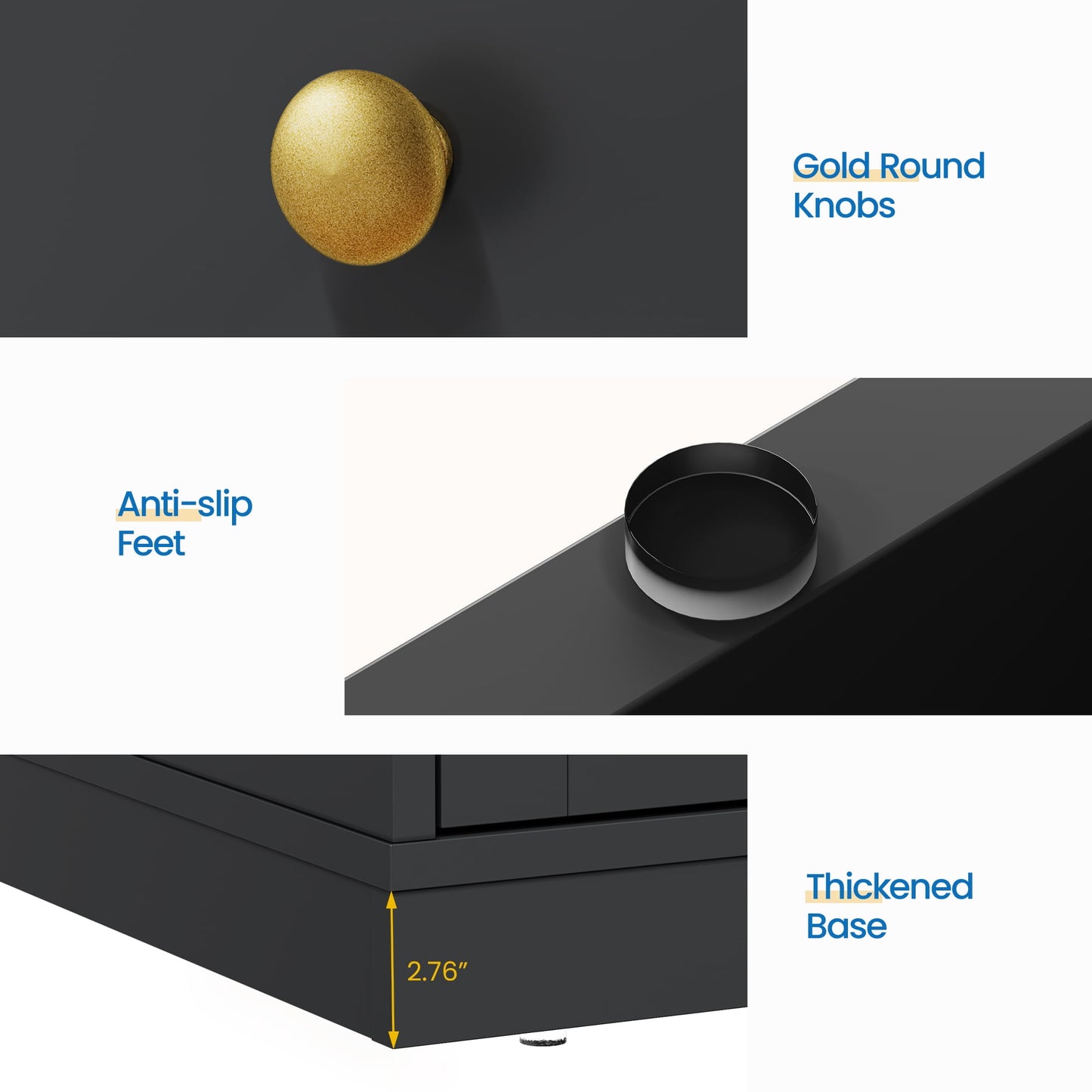 May in Color Dresser for Bedroom with 7 Drawers, Wood Drawer Organizer for Bedroom, Living Room, Hallway, Black