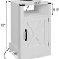 RoyalCraft White Nightstand with Charging Station, Farmhouse Bedside Table with X-Shaped Design,Wooden Rustic End Table with Large Storage Room and Shelf for Bedroom, Living Room, Solid White