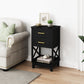 May in Color Tall Nightstand Set of 2, Side Table with 2 Drawers and Open Shelf Below, for Bedroom, Living Room, Home Office, Black