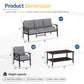 Heynemo 5-Seater Outdoor Patio Furniture Set, 4 Piece Patio Conversation Set with Coffee Table, Metal Furniture Set for Porch Backyard Garden, Grey