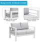 Superjoe Outdoor 2-Seat Patio Aluminum Loveseat Sofa Couch Furniture with Light Grey Cushions, White
