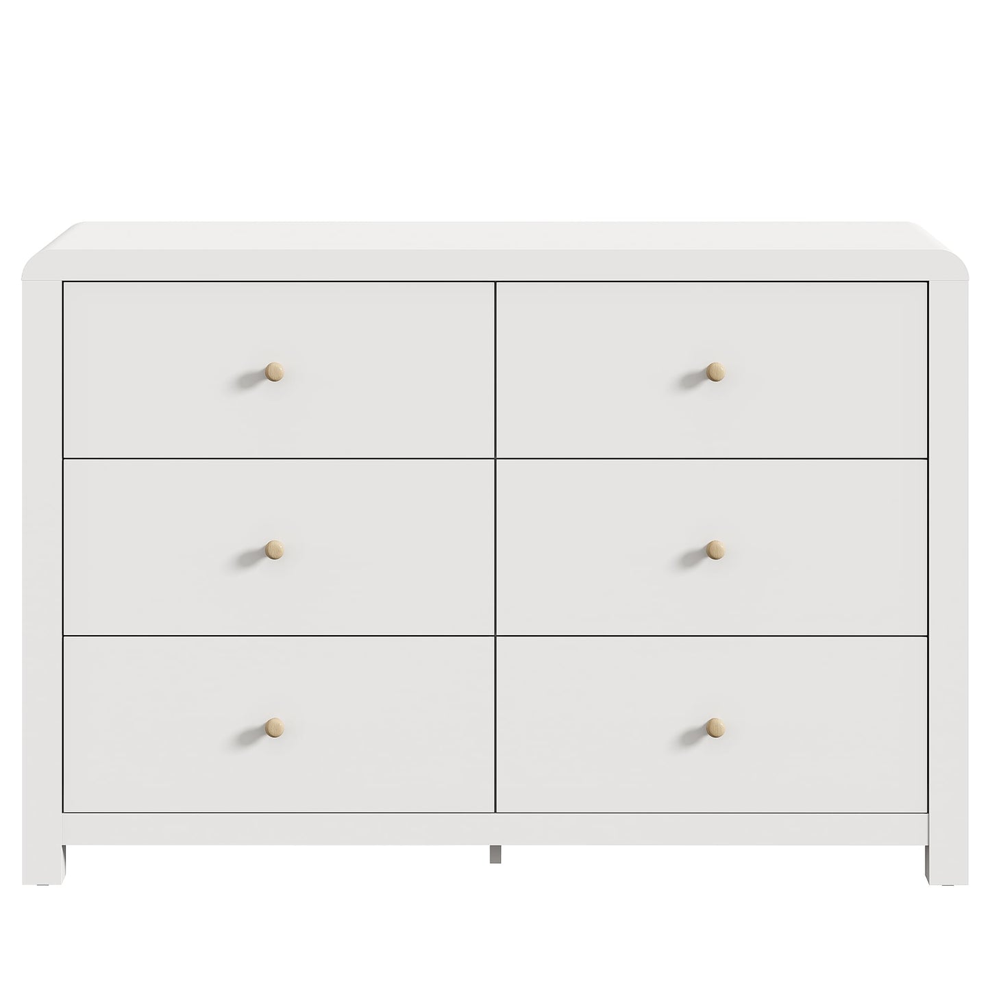 May in Color Modern 6-Drawer Chest of Drawers, with Rounded Corners, White, 47 in