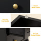 Heynemo 3-Drawer Nightstand, Wooden Bedside Table with Gold Knobs, Modern Storage Cabinet for Bedroom, Living Room, or Hallway, Black