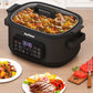 Heynemo 6.5QT Digital Multi Cooker, 12-in-1 Slow Cooker & Roaster with Timer, Temp Control, Delay Start, Nonstick Pot, Black