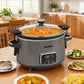 Sunvivi 4QT Digital Slow Cooker, Programmable Crock Pot with Locking Lid, Timer, 3 Heat Settings & Removable Ceramic Insert, Gray