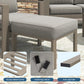 Heynemo Patio Metal Ottomans Footstools Set of 2, Outdoor Footrest Set with Removable Cushions for Couch, Beige Gray