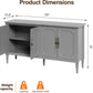 May in Color Mid Century Modern Sideboard with 4 Doors and Adjustable Shelves, Console Table for Entryway, Dining Room, Living Room, Grey Oak