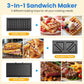 Heynemo 3-in-1 Electric Sandwich Maker Waffle Grill Panini Press 1000W Non-Stick Removable Plates Blue