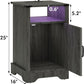 Superjoe LED Nightstand Set of 1 with Charging Station, Bedside Table with Storage Cabinet and Shelf, Rustic End Table, Farmhouse Wooden Side Table, for Bedroom, Living Room, Grey