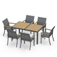 Heynemo 7-Piece Outdoor Dining Set with Patio Table, Aluminum Patio Table Set for 6 Persons with HDPS Tabletop, for Garden, Deck, Gray