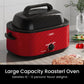 RoyalCraft 24 Quart Electric Roaster Oven Turkey Roaster with Lid Electric Roasters with Removable Pan Large Roaster,Visible & Self-basting Lid, Fast Heating & Thaw/warming Setting, Red