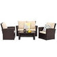 All-Weather Outdoor Patio Furniture Set - 4-Piece Wicker Rattan Sectional Conversation Set with Table and Cushions, Gray