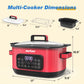 Heynemo 12-in-1 Digital Programmable Slow Cooker, 6.5 QT Large Multicooker, Multi-Cooker with Timer, Temp Control, Red